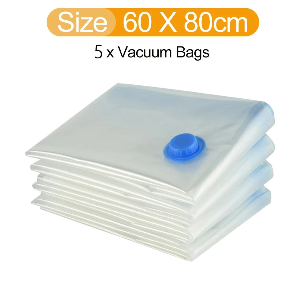 5Pcs Vacuum Storage Bags Vacuum Seal Bag Space Saving Bags Comforters Clothes Pillow Bedding Blanket Travel Vacuum Bag Storage