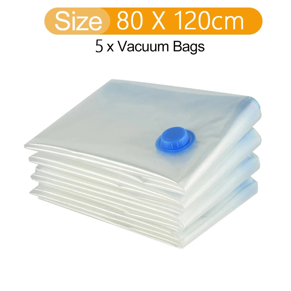 5Pcs Vacuum Storage Bags Vacuum Seal Bag Space Saving Bags Comforters Clothes Pillow Bedding Blanket Travel Vacuum Bag Storage