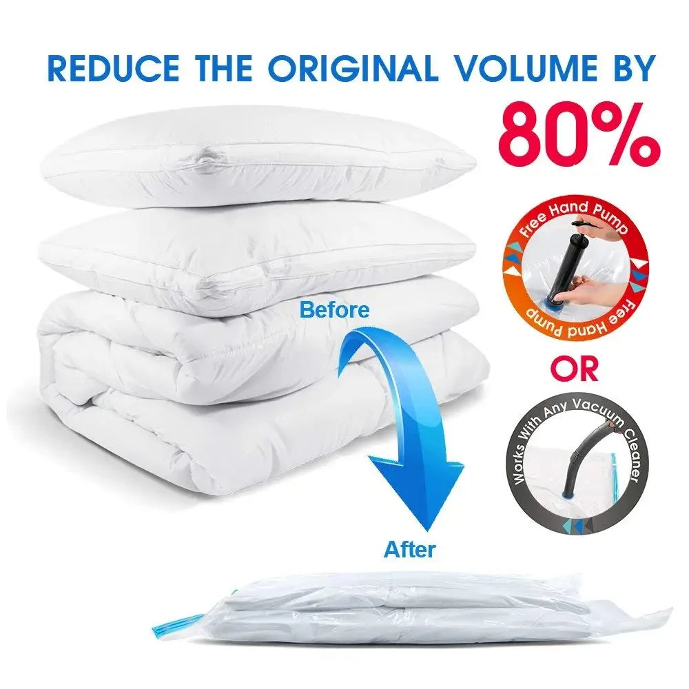 5Pcs Vacuum Storage Bags Vacuum Seal Bag Space Saving Bags Comforters Clothes Pillow Bedding Blanket Travel Vacuum Bag Storage